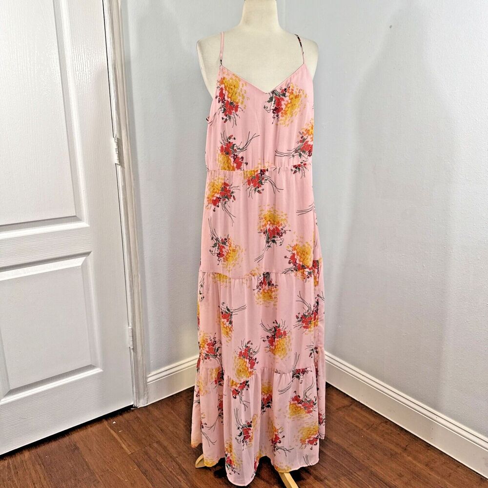 J Crew Maxi Dress Womens 14 Floral Sunburst Tiered Sleeveless Cottagecore Y2K